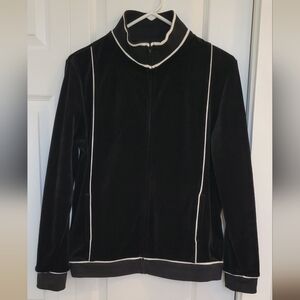 Sag Harbor Black velvet Jacket with White Trim size medium